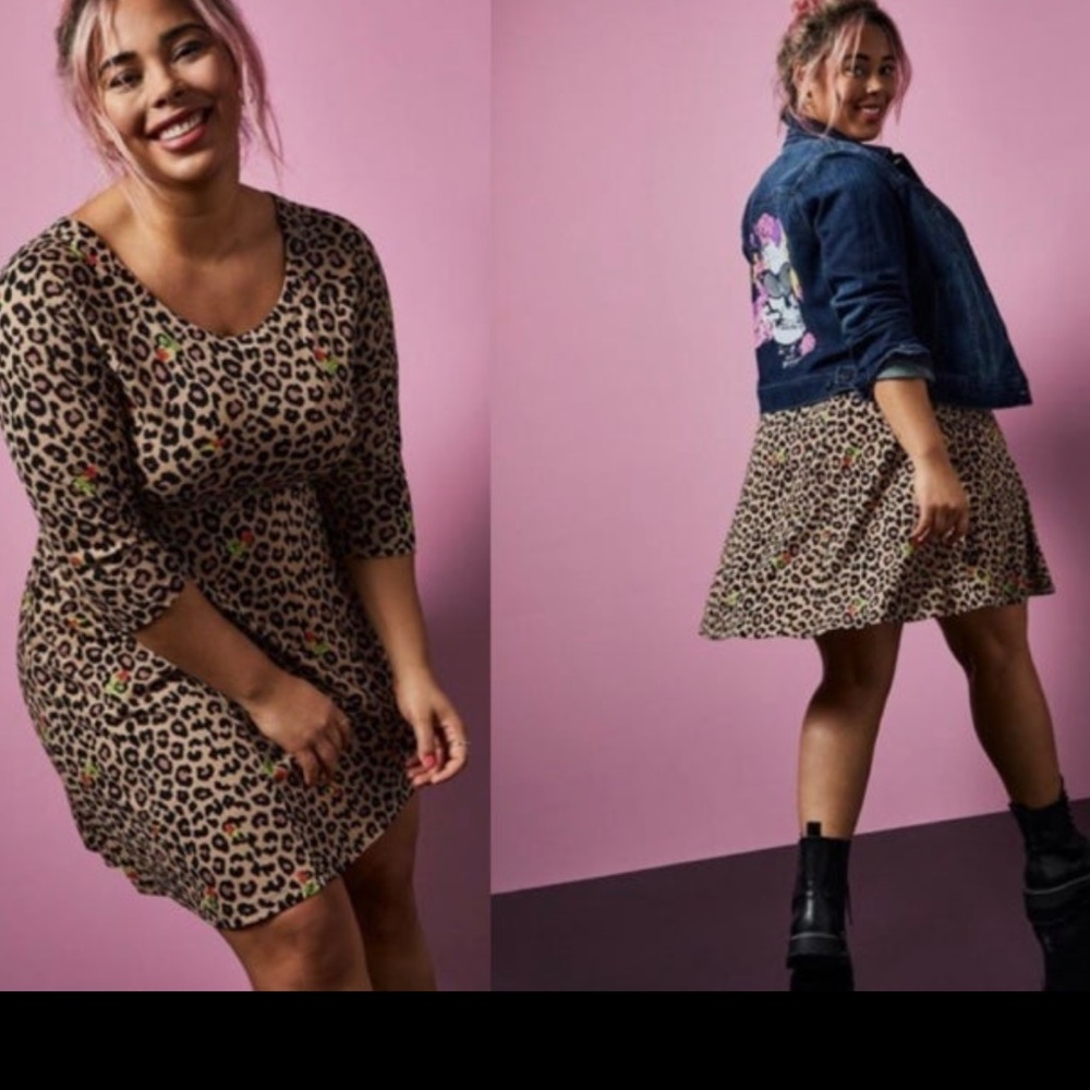 NWT Betsey Johnson x Torrid Leopard Ponte Mini Skater Dress